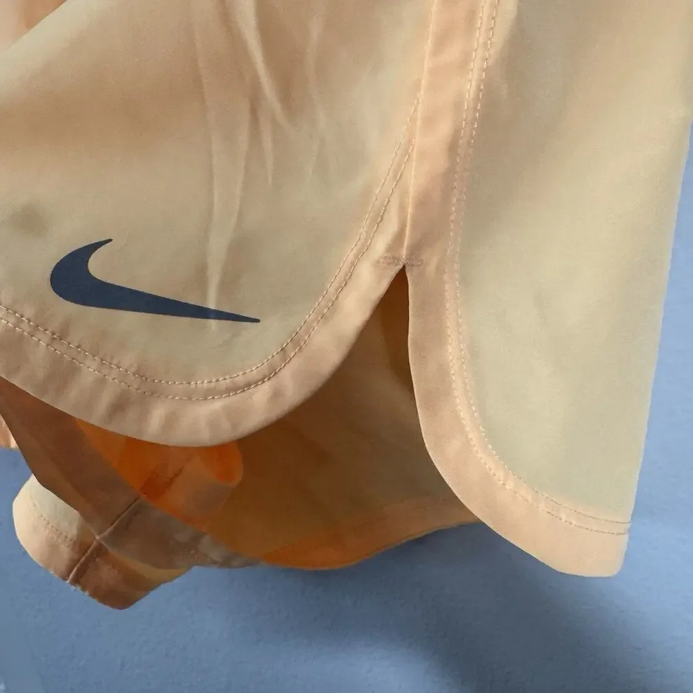 Nike Dri Fit Running Shorts Women Large Peach 3” Inseam Lined Athletic Gym